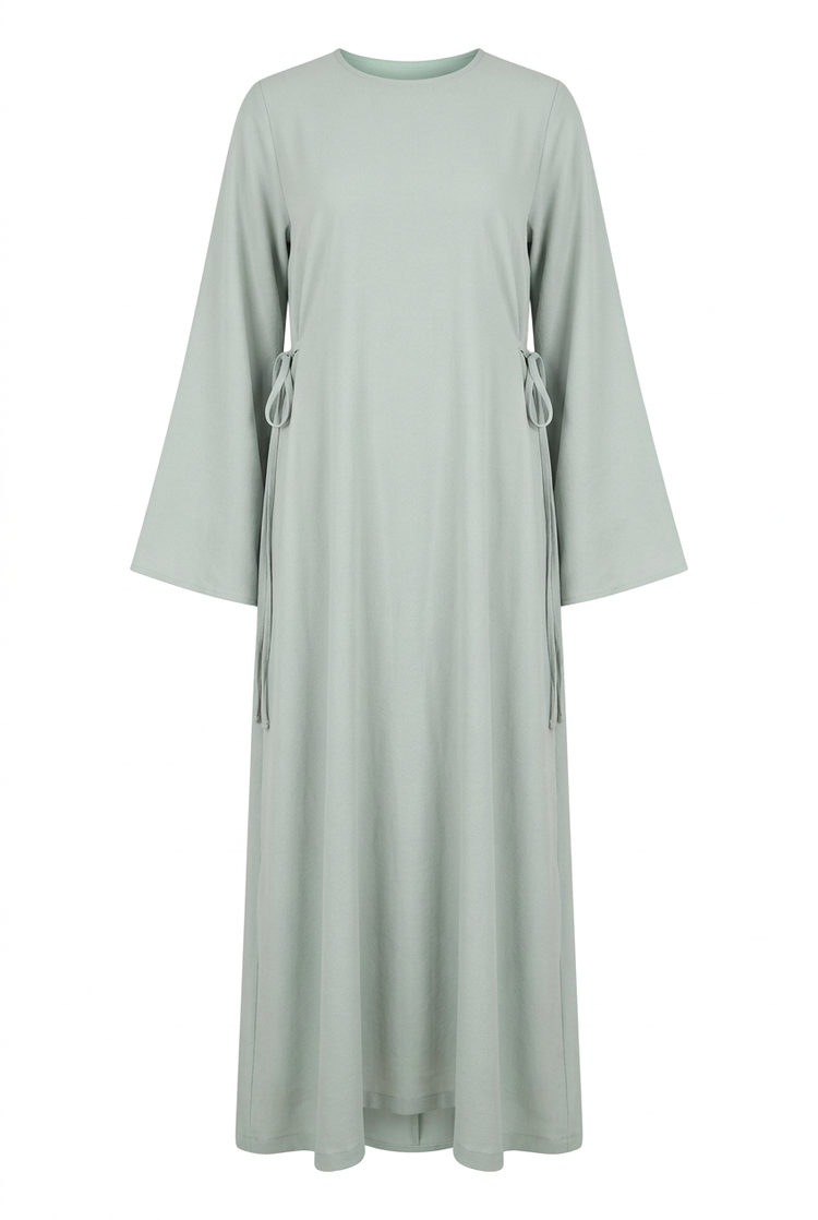 'Inayah' Textured Maxi Dress in mint sage, front view on a white background